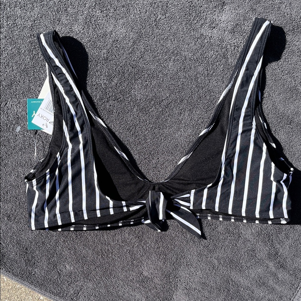 Roxy Black and White Striped Bikini Top - Picture 2 of 4